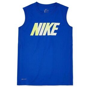 Boy's Youth Nike Dry Dri-Fit Blue Sleeveless Polyester Shirt XL